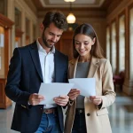 Jeune couple dans une mairie lors de leur mariage