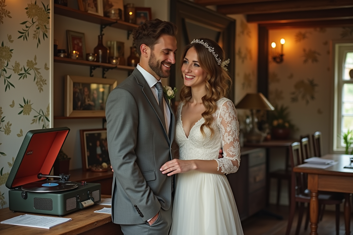 Jeune couple souriant près d