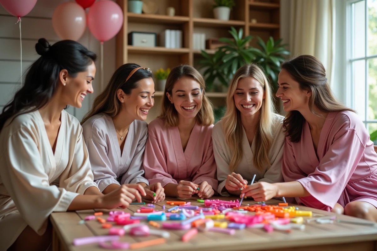 Femmes en kimono préparant un atelier créatif pour une fête