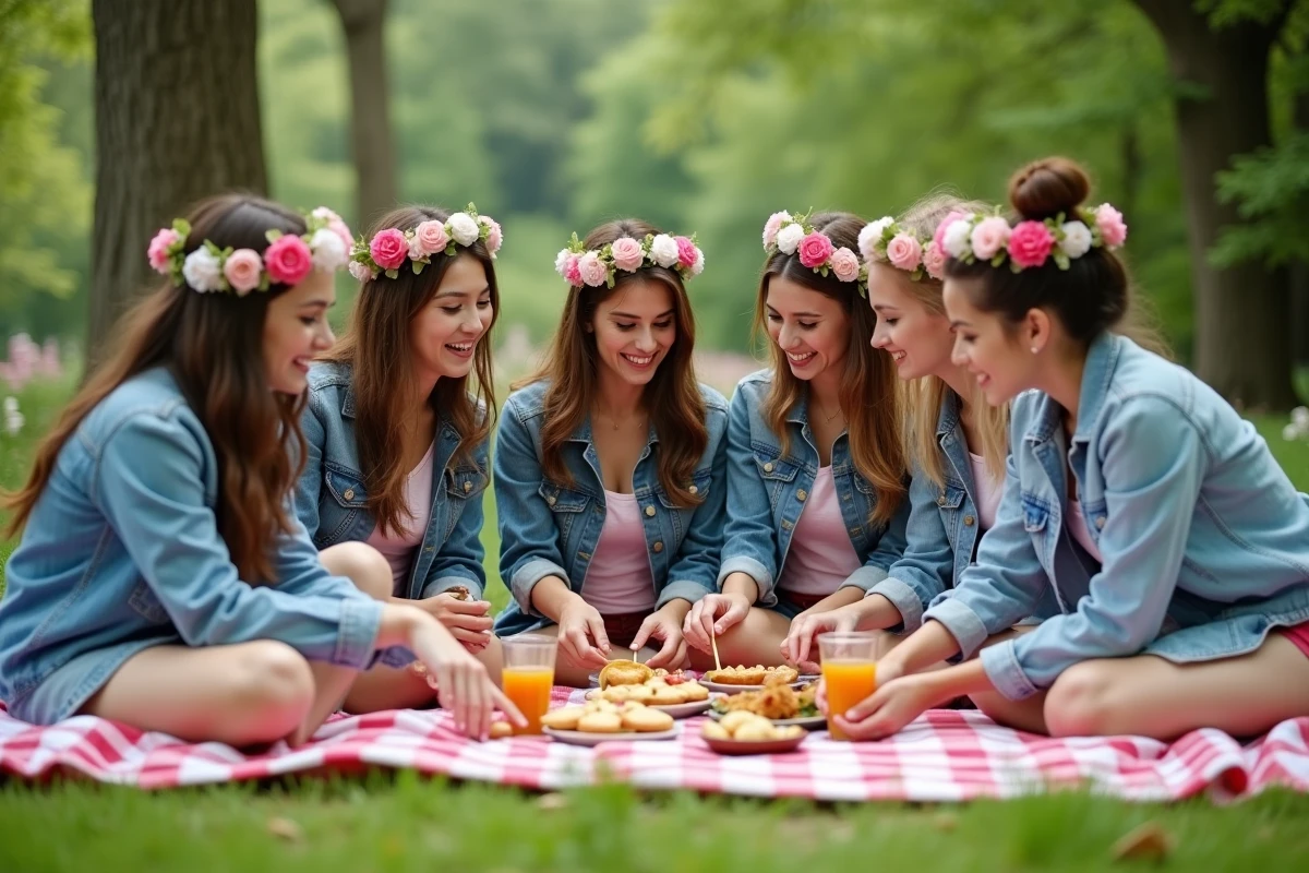 Groupe de femmes riant lors d'un pique-nique en plein air