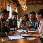 Groupe de musiciens de mariage multiethnique en discussion