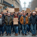 Groupe de personnes lors d'une manifestation urbaine