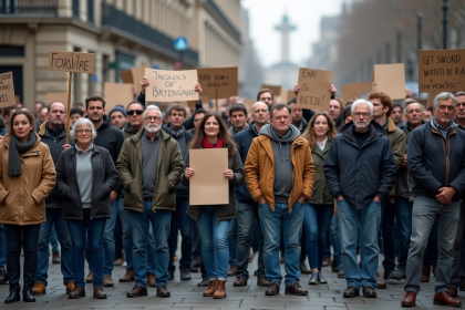 Groupe de personnes lors d'une manifestation urbaine