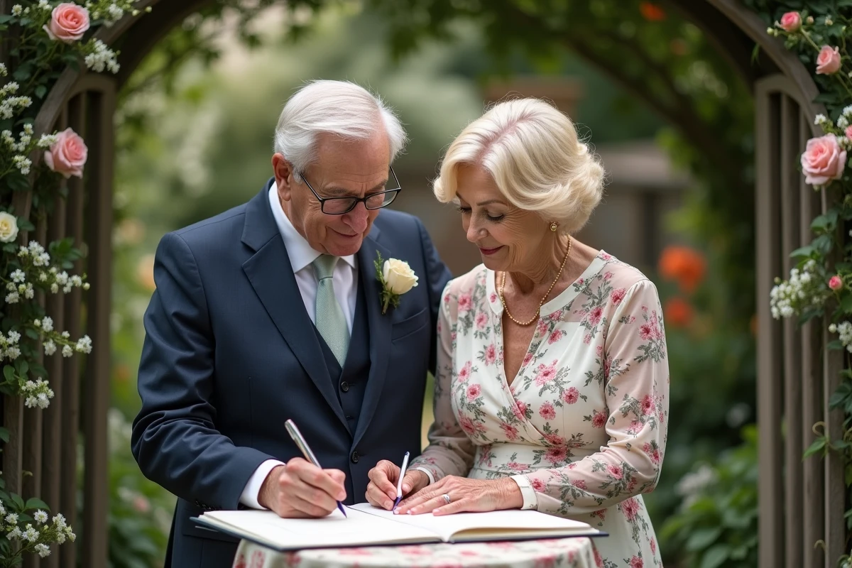 Parents écrivant dans un livre d