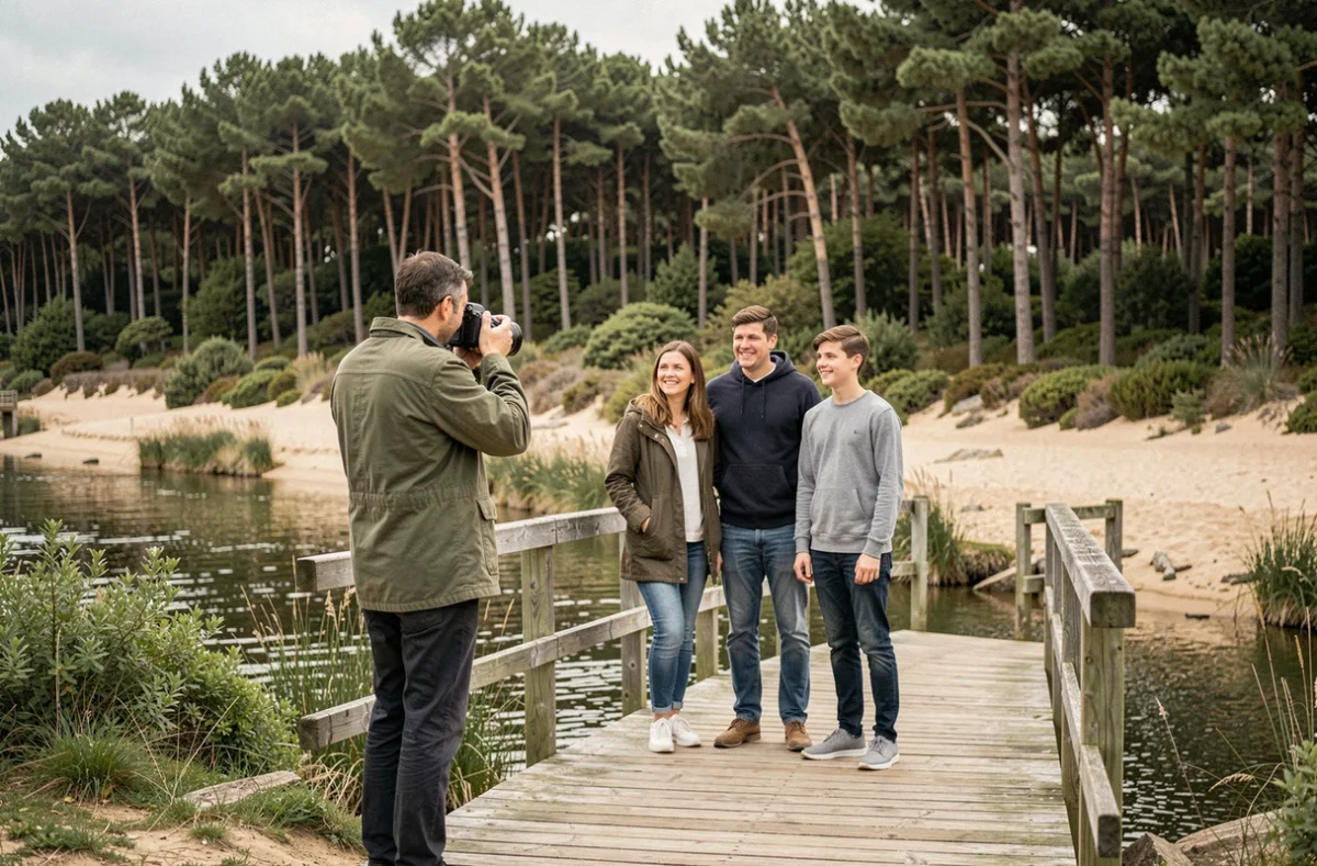 Photographe de famille capturant un portrait en extérieur près de Dax dans un cadre naturel landais